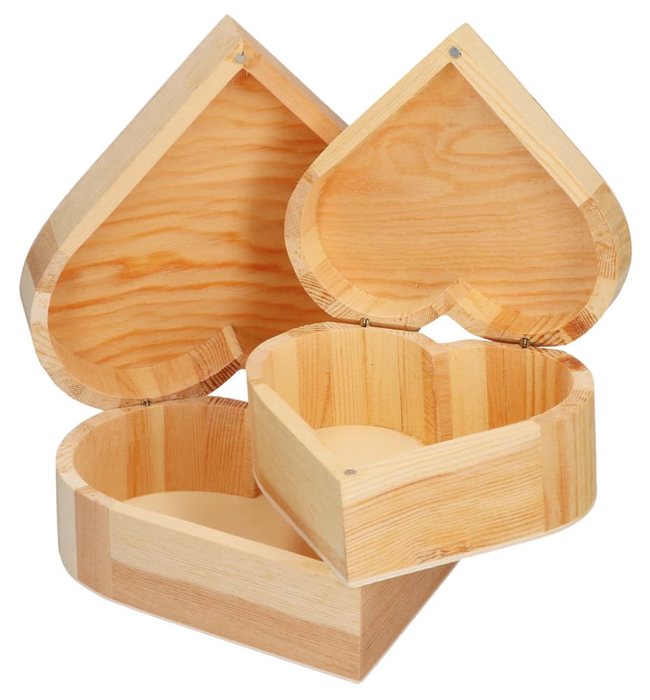 2er Set Herzdosen aus Holz