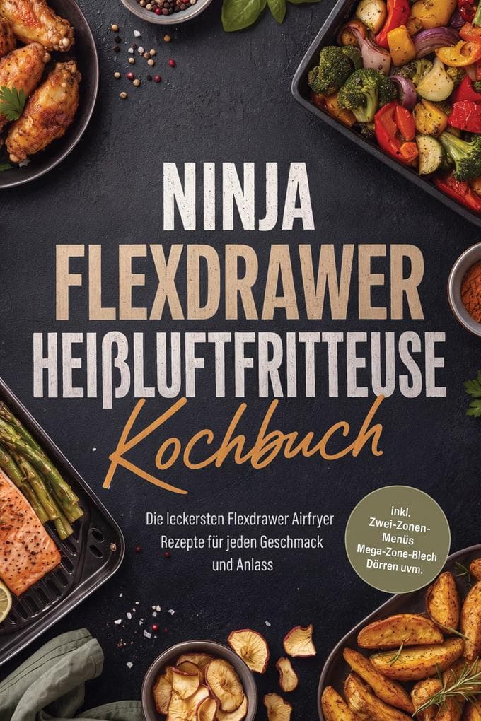 Ninja FlexDrawer Heißluftfritteuse Kochbuch: Die leckersten Flexdrawer Airfryer Rezepte für jeden Geschmack und Anlass - inkl. Zwei-Zonen-Menüs, Mega-Zone-Blech, Dörren uvm.