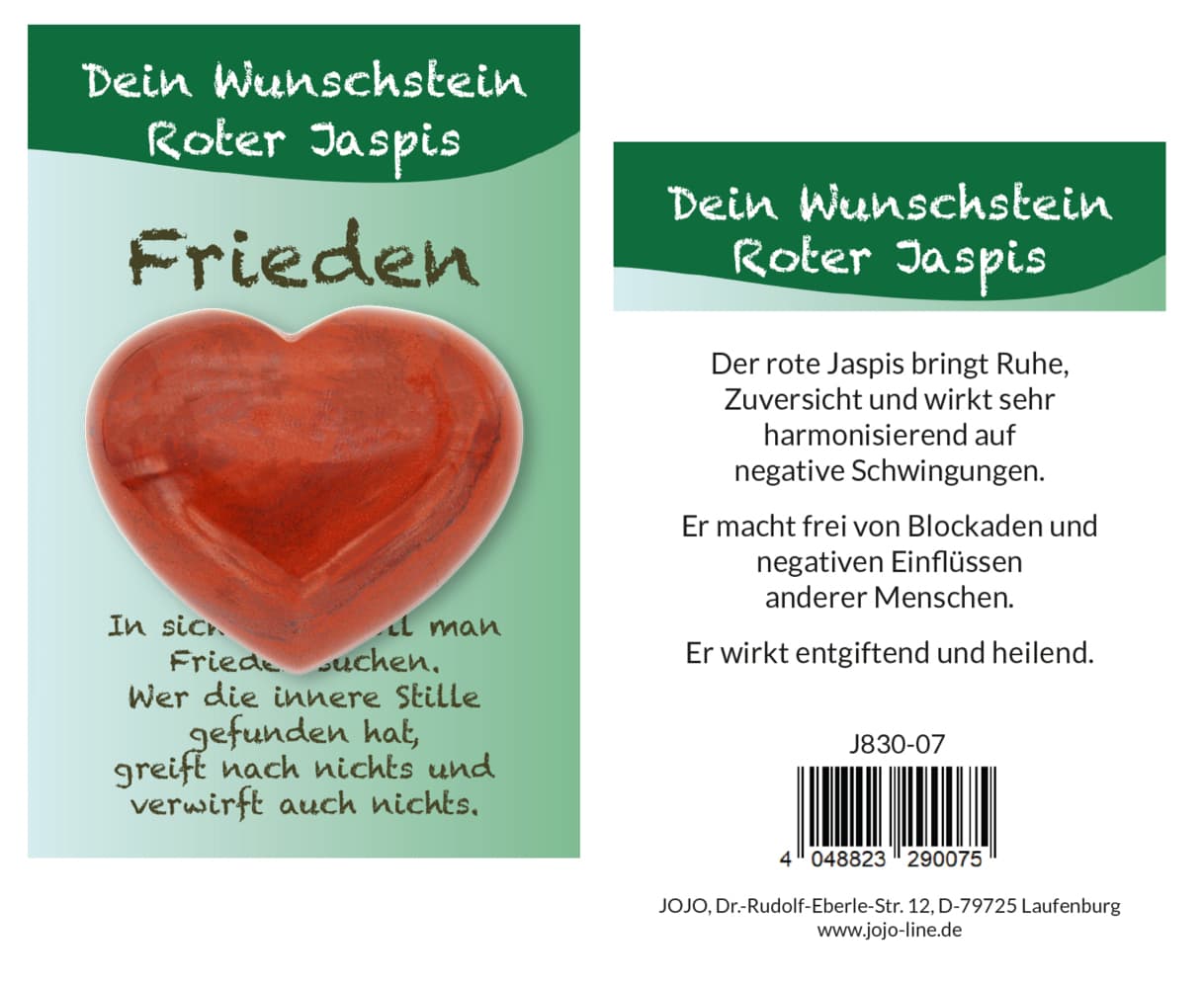 Jaspis rot Taschensteinherz Wunschstein, J836-07