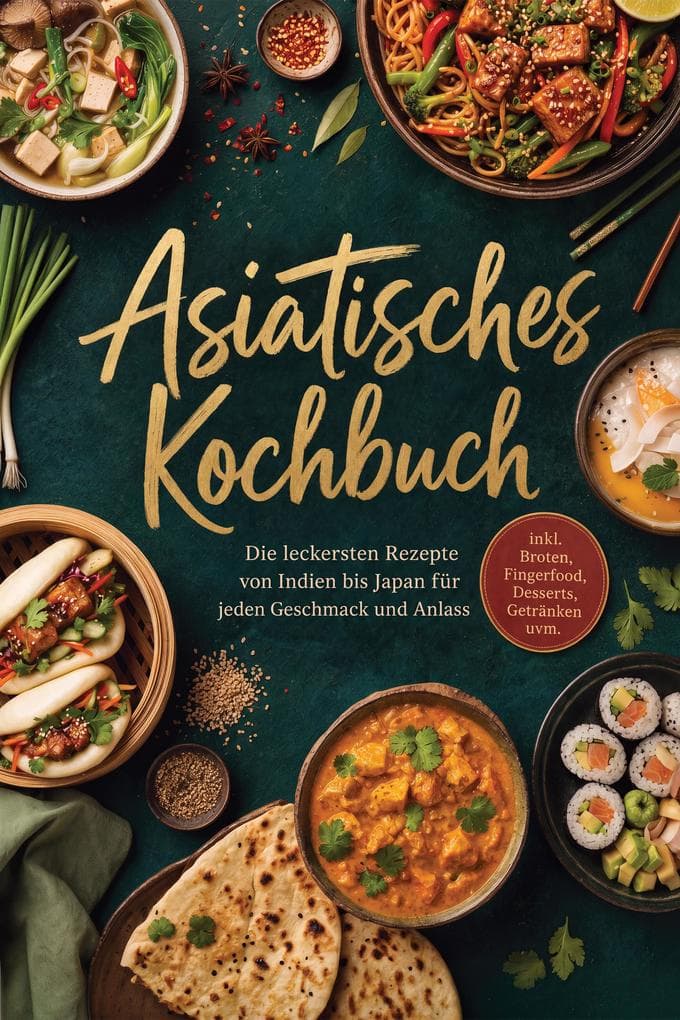 Asiatisches Kochbuch: Die leckersten Rezepte von Indien bis Japan für jeden Geschmack und Anlass - inkl. Broten, Fingerfood, Desserts, Getränken uvm.