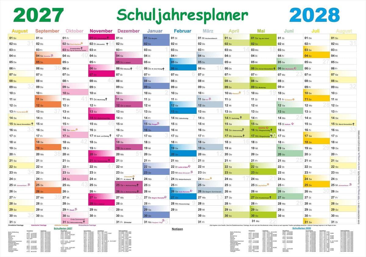 Schuljahresplaner 2027/2028