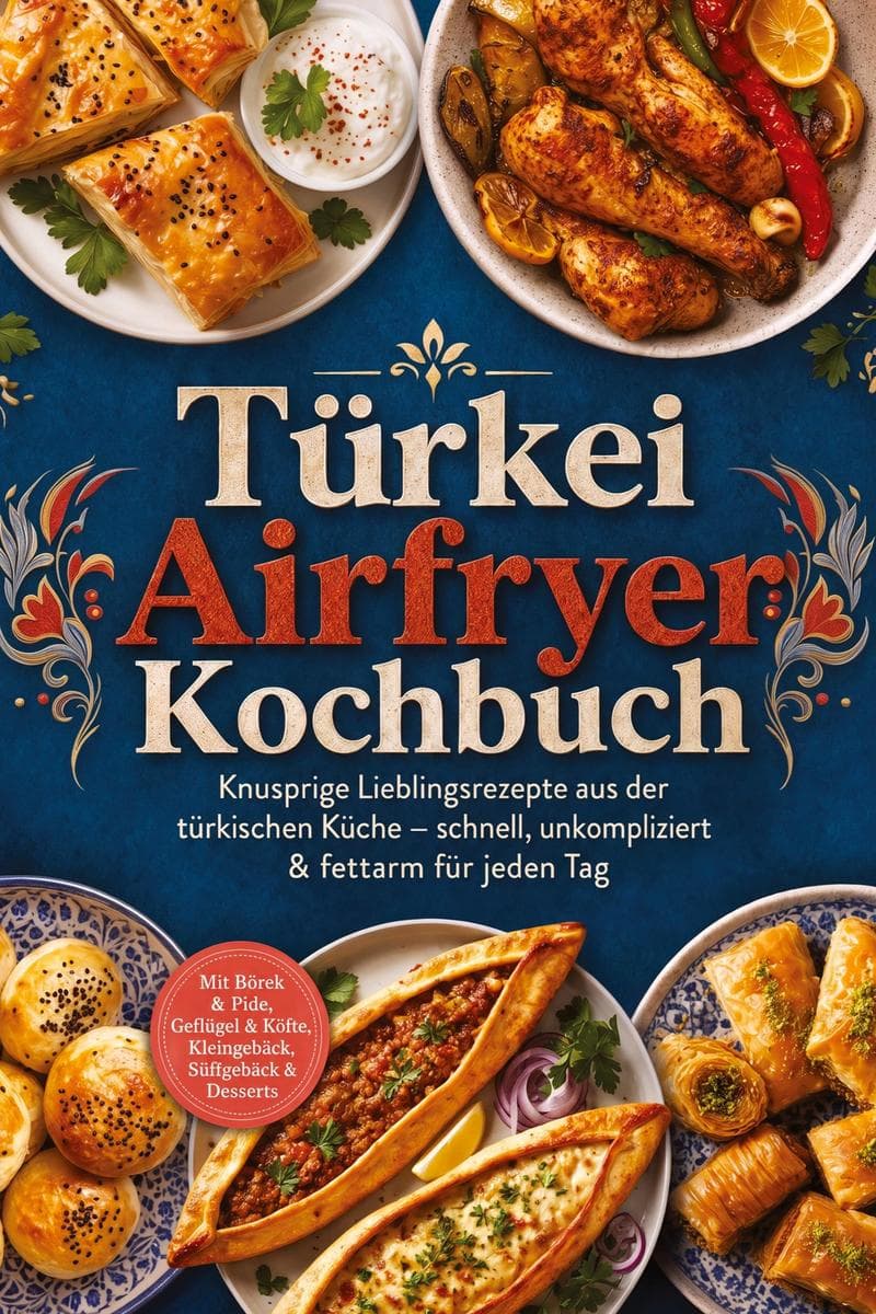 Türkei Airfryer Kochbuch: Knusprige Lieblingsrezepte aus der türkischen Küche - schnell, unkompliziert & fettarm für jeden Tag. Mit Börek & Pide, Geflügel & Köfte, Kleingebäck, Süßgebäck & Desserts