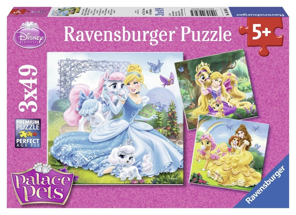 Disney Palace Pets: Belle, Cinderella und Rapunzel. Puzzle 3 x 49 Teile