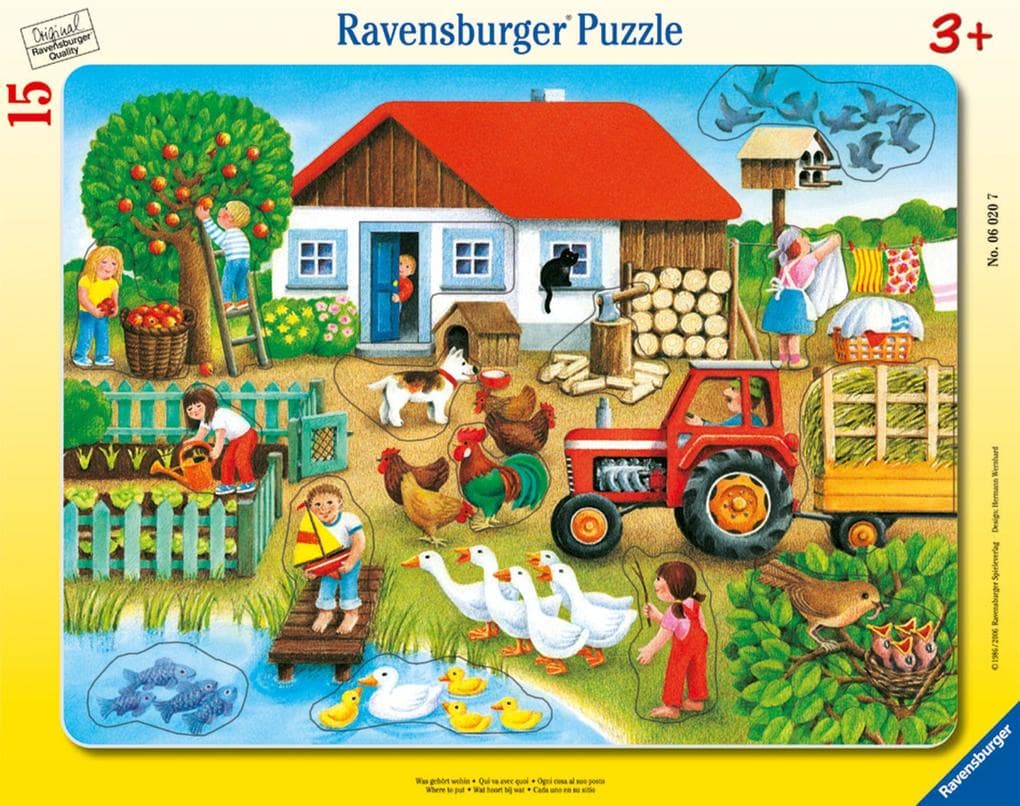 Was gehört wohin. Puzzle mit 15 Teilen