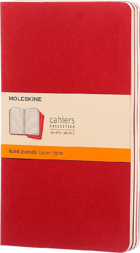 Moleskine Cahier Pocket Ruled Red Cover L. 3er Pack