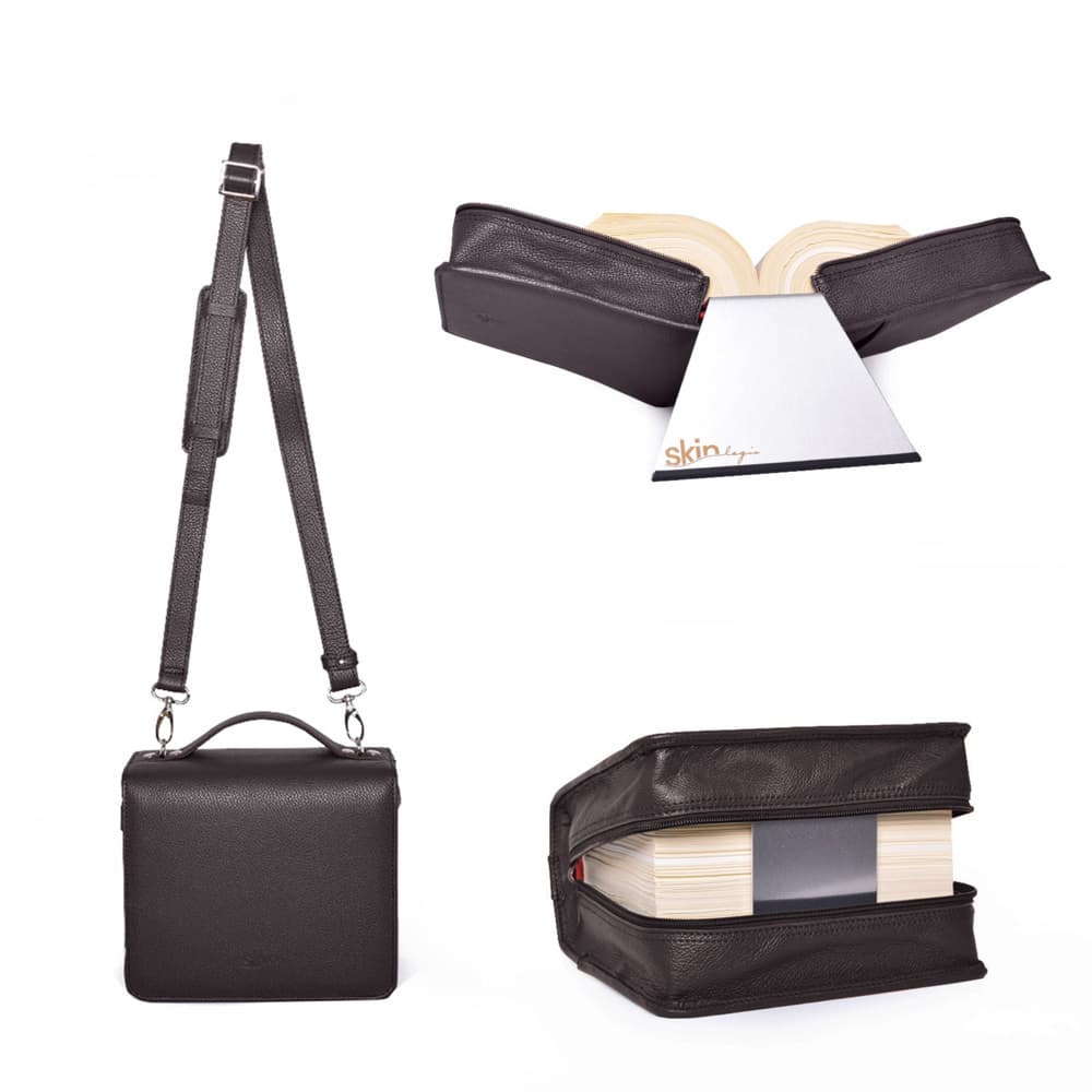 SartoriusSKIN Tasche PURO aus Nappaleder in Gr. L in Kaffee-Braun mit Tragegurt & Buchstütze