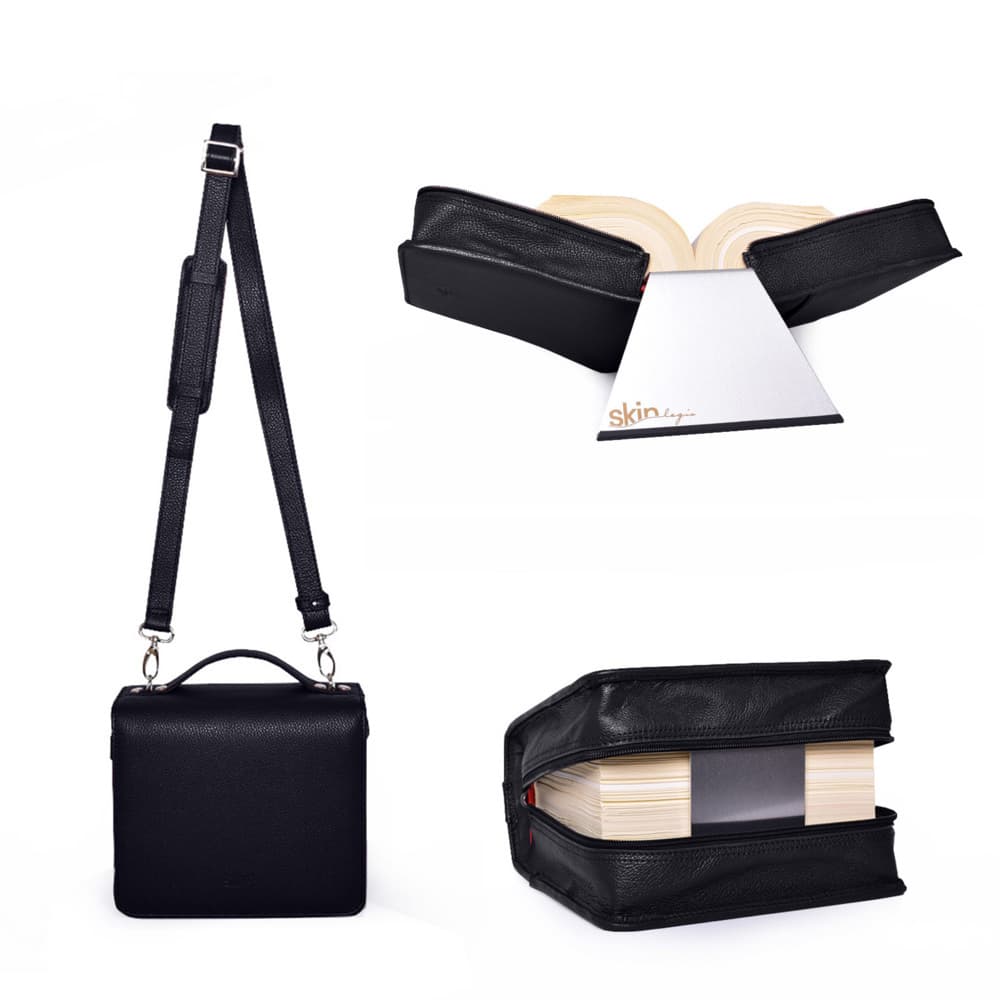 SartoriusSKIN Tasche PURO 2.0 aus Nappaleder in Gr. L in Onyx-Schwarz mit ergonomischem Tragegurt & Buchstütze