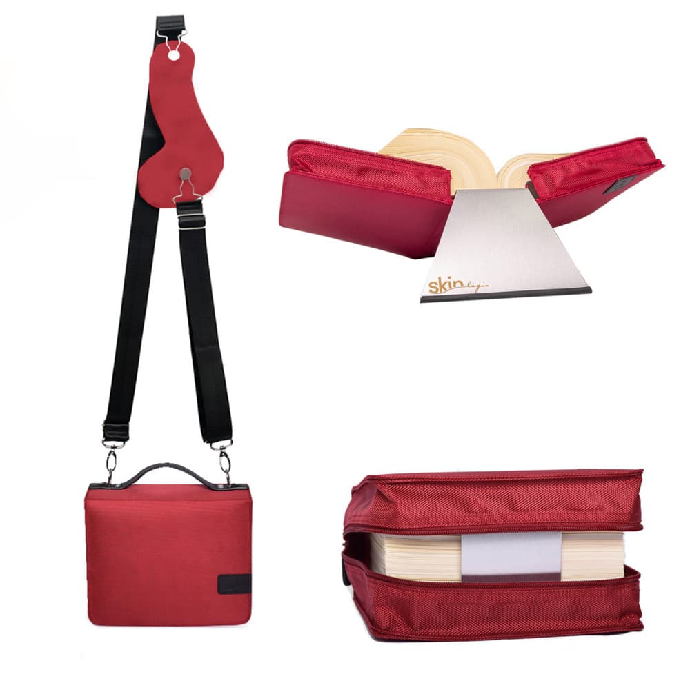 SartoriusSKIN Tasche BASIC 2.0 Gr. L in Rubin-Rot mit Tragegurt & Buchstütze