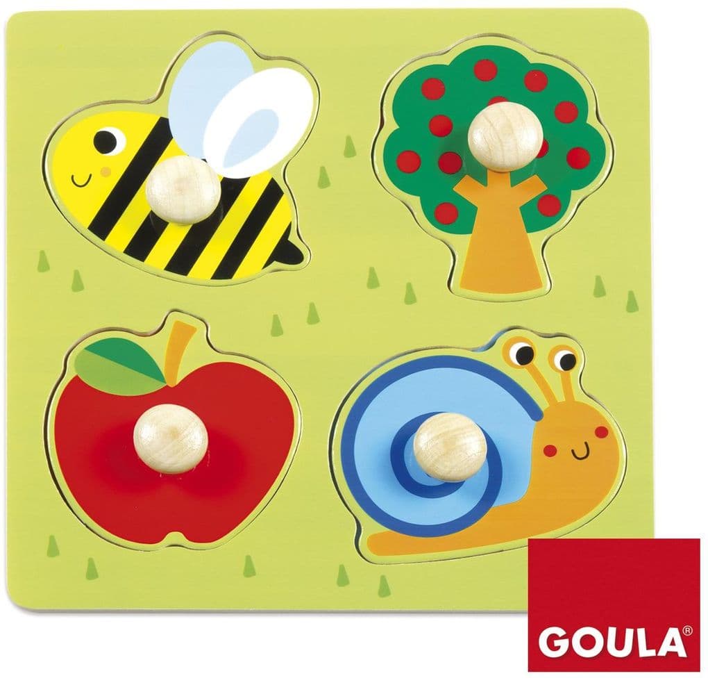 Holzpuzzle Biene, Apfelbaum und Schnecke