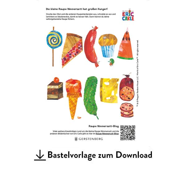 Bastelvorlage Raupe Nimmersatt