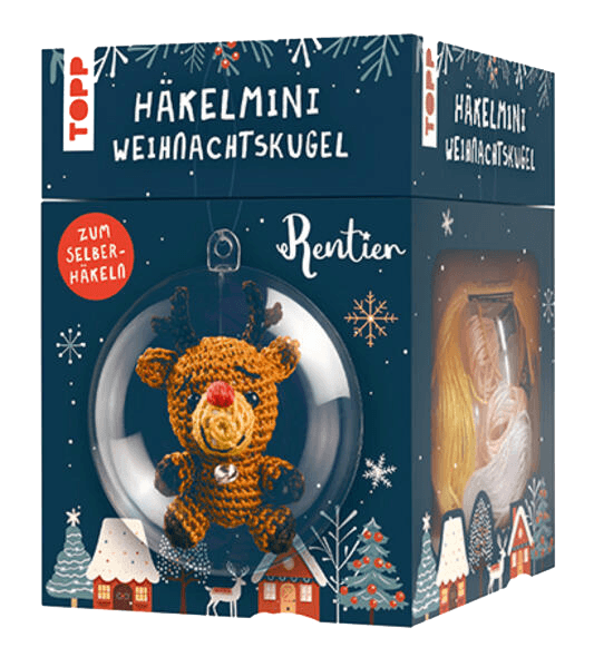 Häkelmini-Weihnachtskugel "Rentier"