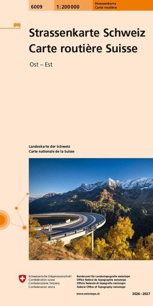 Swisstopo Schweiz 2022/2023 Strassenkarte 1:200 000