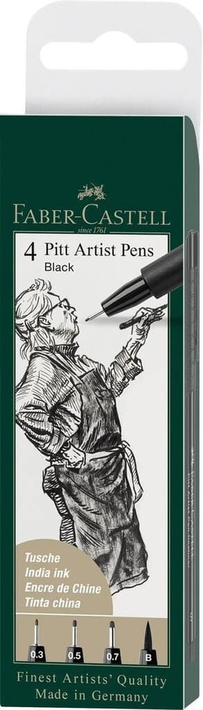 Faber-Castell Tuschestift PITT Artist Pens Black 4er Set