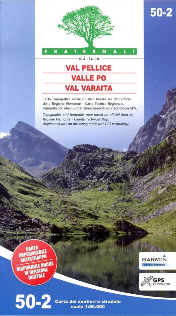 Carta n. 50.2. Val Pellice, Valle Po, Val Varaita. Carta dei sentieri e stradale scala 1:50.000