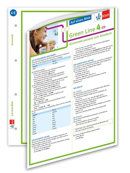 Green Line 4. Auf einen Blick. G9 Klasse 8. Grammatik passend zum Schulbuch - Klappkarte (6 Seiten)