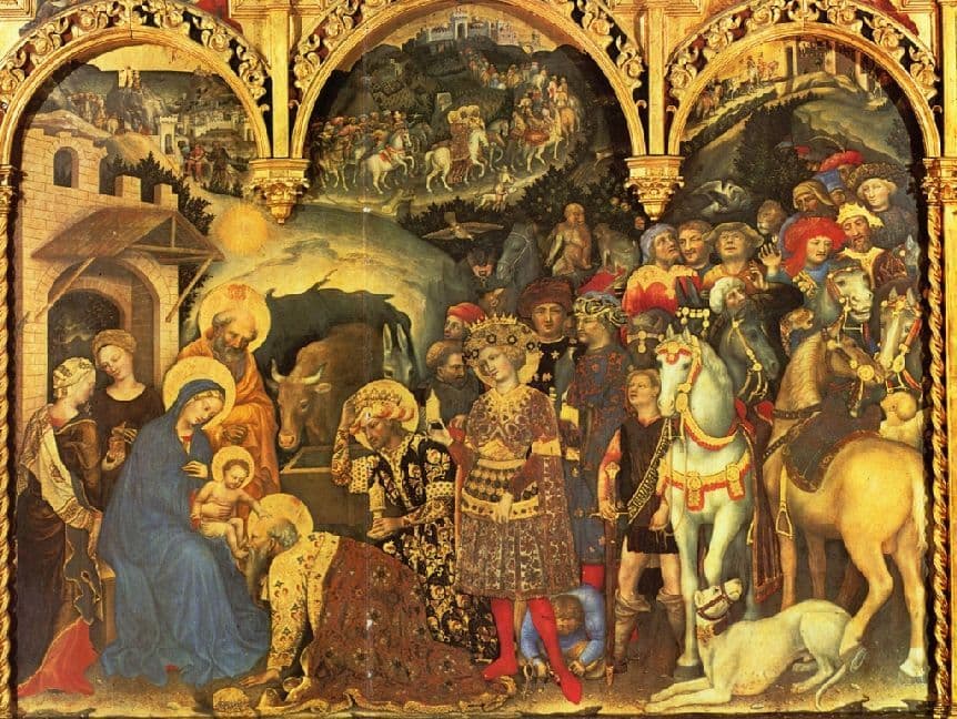 Gentile da Fabriano - Anbetung der Heiligen Drei Könige, Haupttafel: Anbetung der Könige - 1.000 Tei