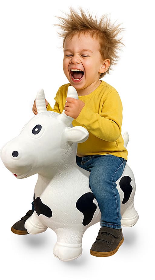 Jamara - Hüpftier Kuh weiß/schwarz mit Pumpe