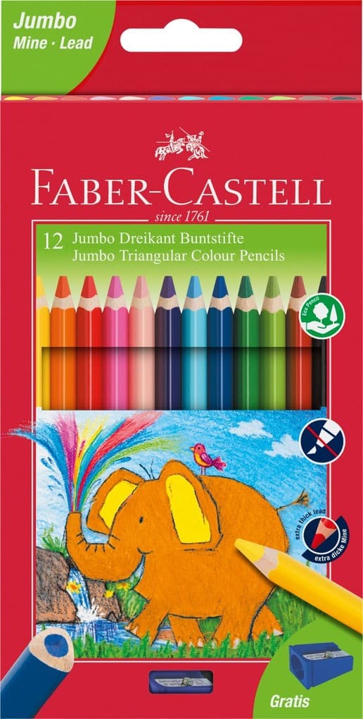 Faber-Castell Buntstifte dreikant Jumbo 5.4mm 12er Karton