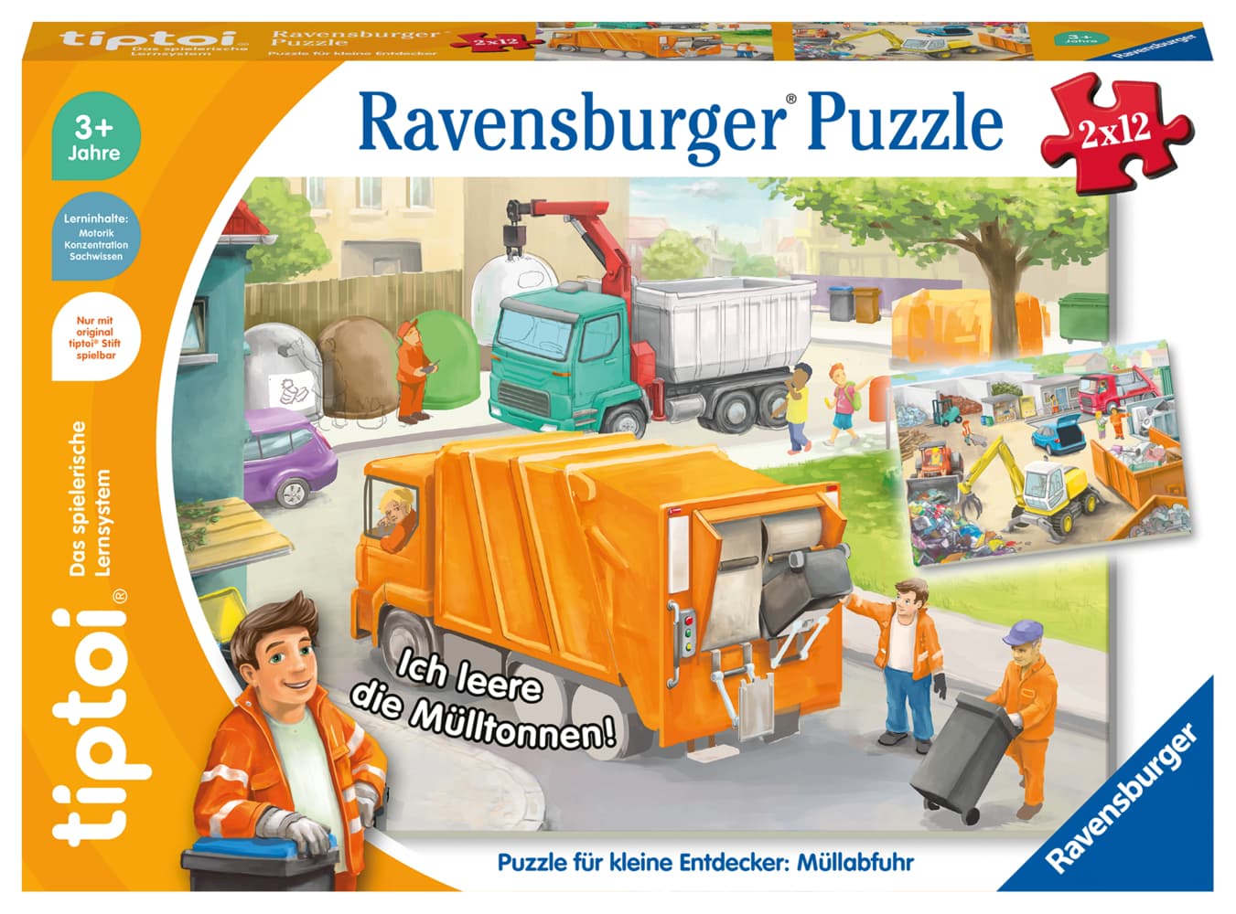 tiptoi® Puzzle für kleine Entdecker: Müllabfuhr - 2x12 Teile