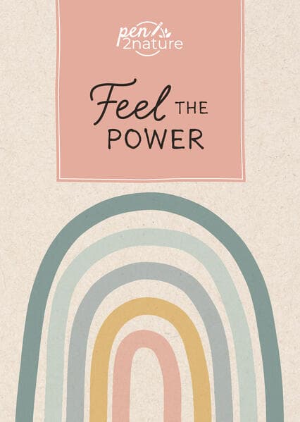 Feel The Power . Nachhaltiges Notizbuch in A5 mit Hardcover und Regenbogen-Motiv