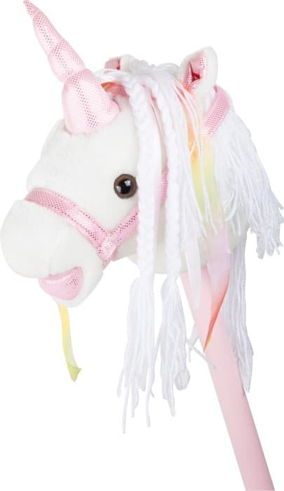 Small foot 10279 - Steckenpferd Weißes Einhorn, mit Geräusch-Funktion, weiß/rosa, Länge: 90cm