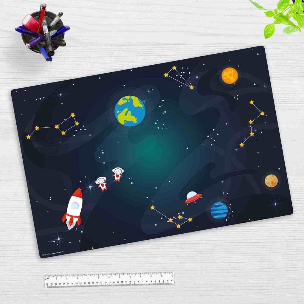 Cover-your-desk Schreibtischunterlage für Kinder und Erwachsene Weltraumabenteuer, aus hochwertigem Vinyl , 60 x 40 cm