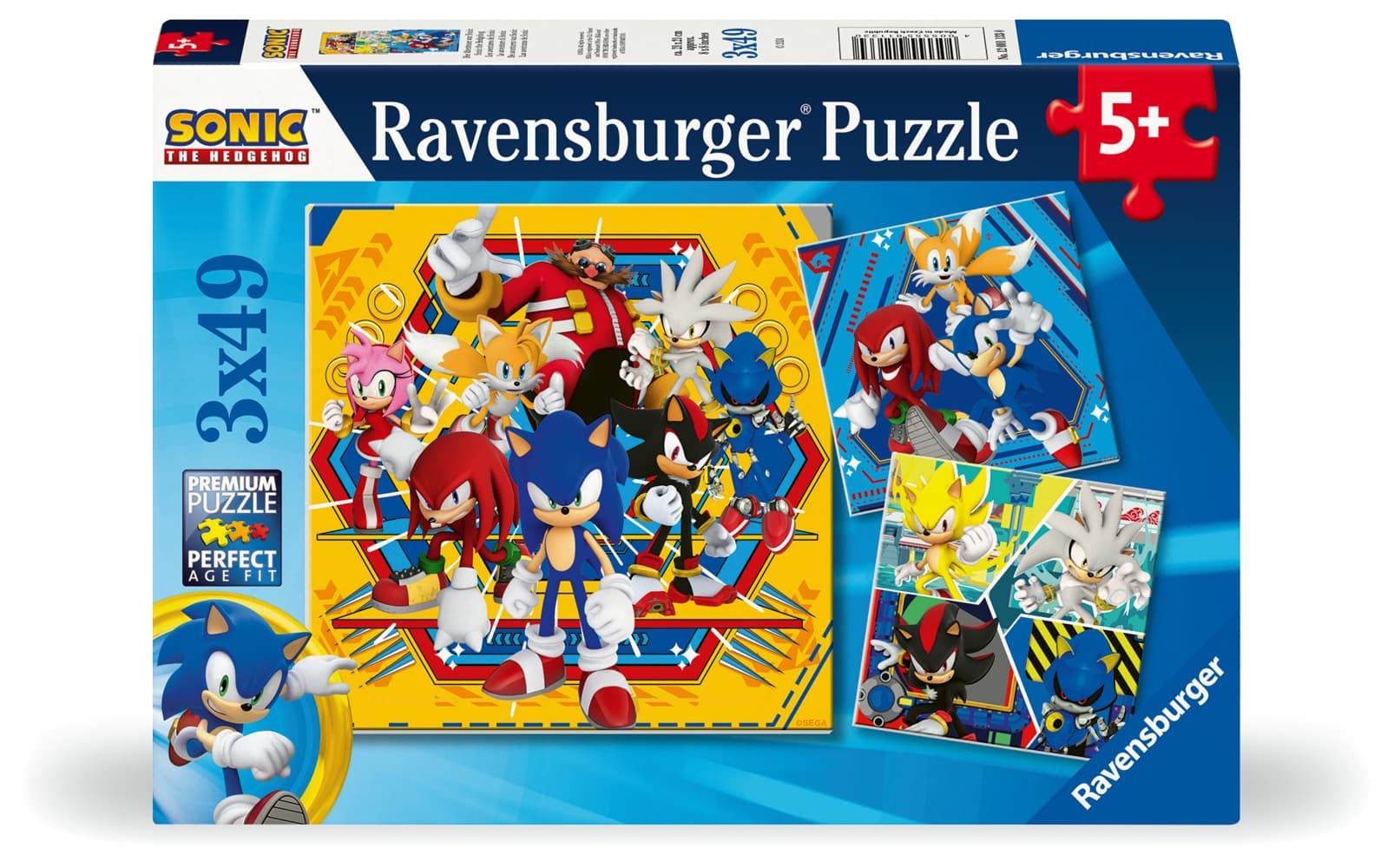 Kinderpuzzle 3x49 Teile - Sonic the Hedgehog - Die Abenteuer von Sonic