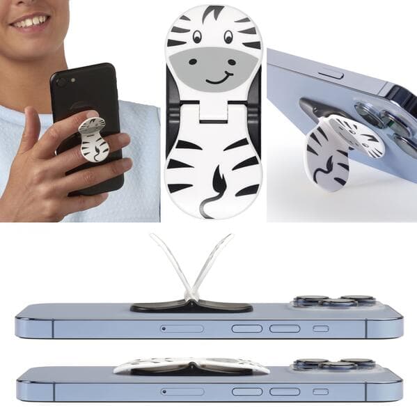 zipgrips Zebra - 2 in 1 Handy-Griff & Aufsteller - Sicherer Griff - Halter für Smartphones - Perfekt