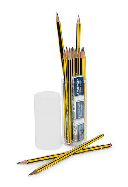 20 Bleistifte + 3 Radierer Marke "Staedtler" in Klarsichtbox