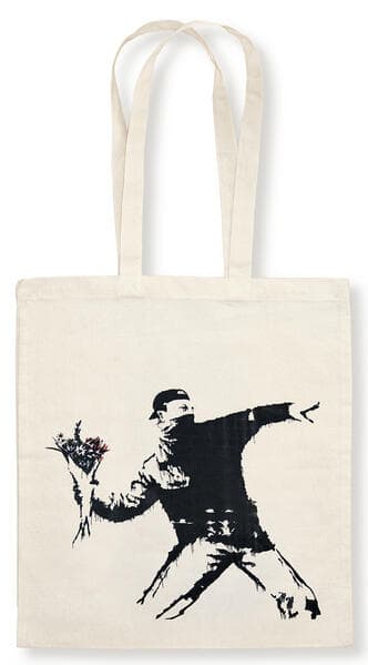 Stofftasche Banksy - Blumenwerfer