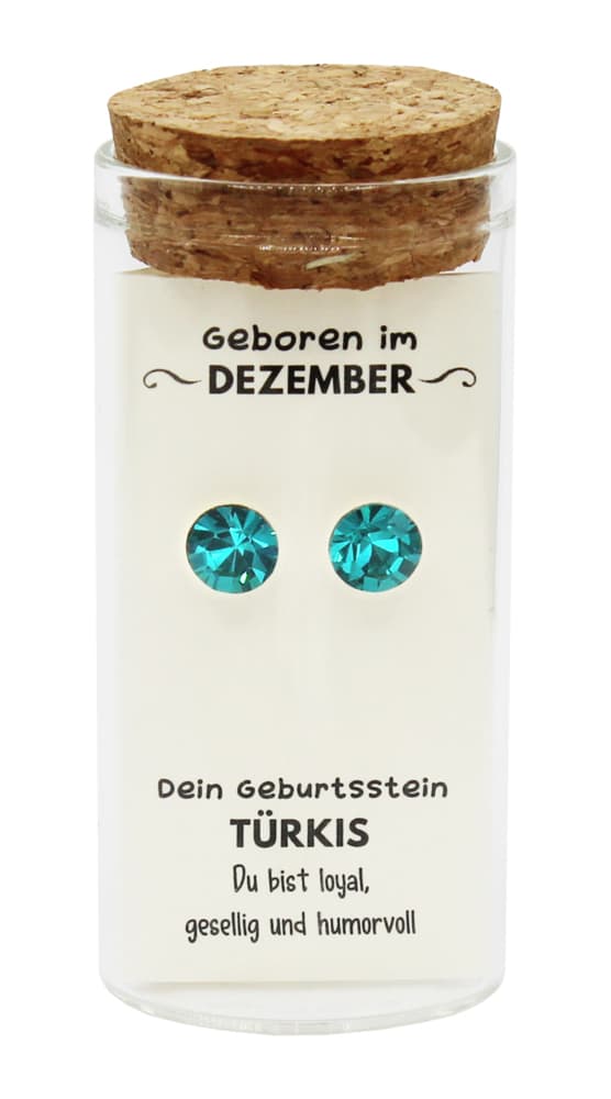 "Dezember" Geburtsstein Ohrstecker im Gläschen