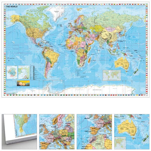 Weltkarte (englisch) zum Pinnen auf EasyPrint - Platte