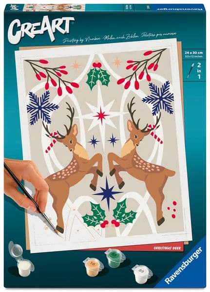 CreArt, Malen nach Zahlen Adults Trend - Weihnachtlicher Hirsch
