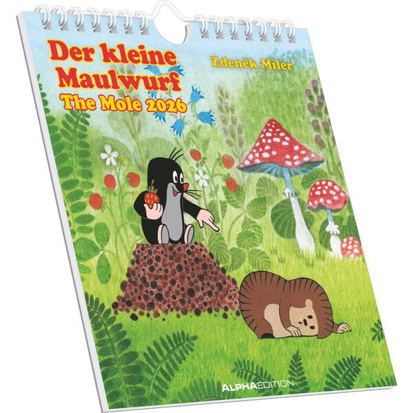 Alpha Edition - Der kleine Maulwurf Kalender 2026 - Postkartenkalender 16×17 cm mit Illustrationen von Zdenek Miler, zum Aufstellen oder Aufhängen, niedlicher Tischkalender & Geschenk für Kinder