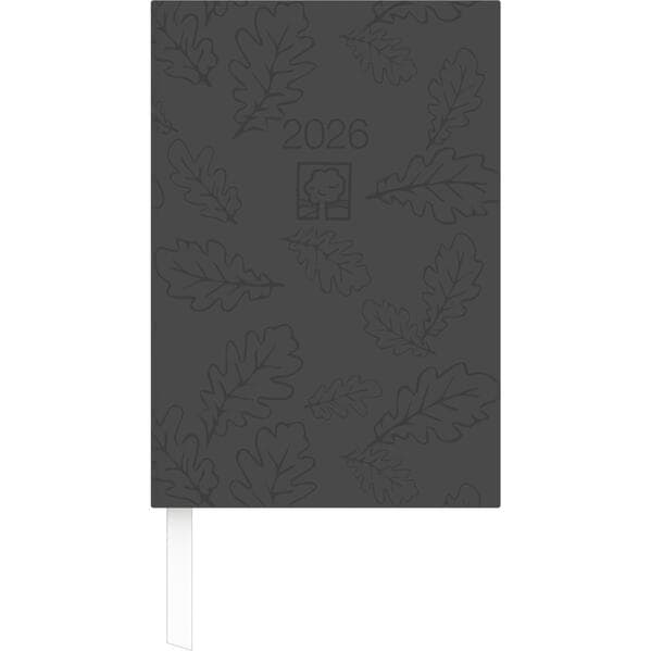 Zettler Wochenbuch Blauer Engel anthrazit 1W/2S 2026 - Buchkalender 15 × 21 cm, 1 Woche auf 2 Seiten, Recyclingpapier, nachhaltig zertifiziert