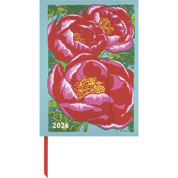 teNeues - Kat Menschik Flowers 2026 - Peonies Buchkalender 16x22 cm | Stilvoller Wochenkalender mit Magnetverschluss für Kunst- & Blumenliebhaber