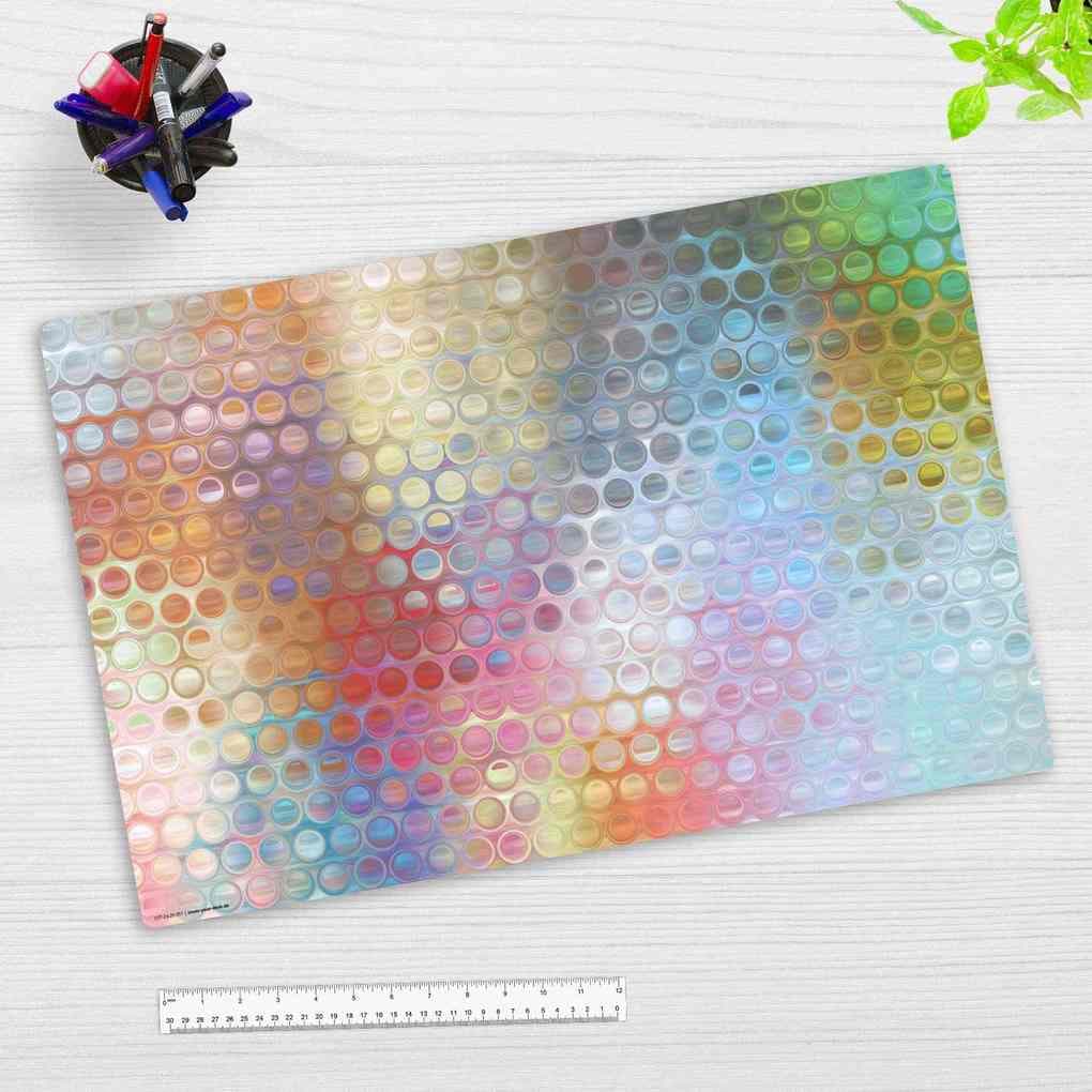 Cover-your-desk Schreibtischunterlage für Kinder und Erwachsene Regenbogen-Punkte Glas, aus hochwertigem Vinyl, 60 x 40 cm
