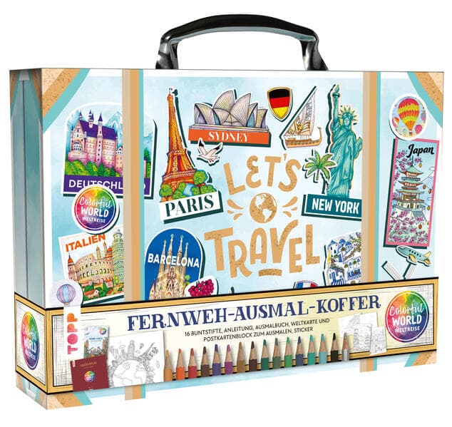 Colorful World Weltreise - Fernweh-Ausmal-Koffer