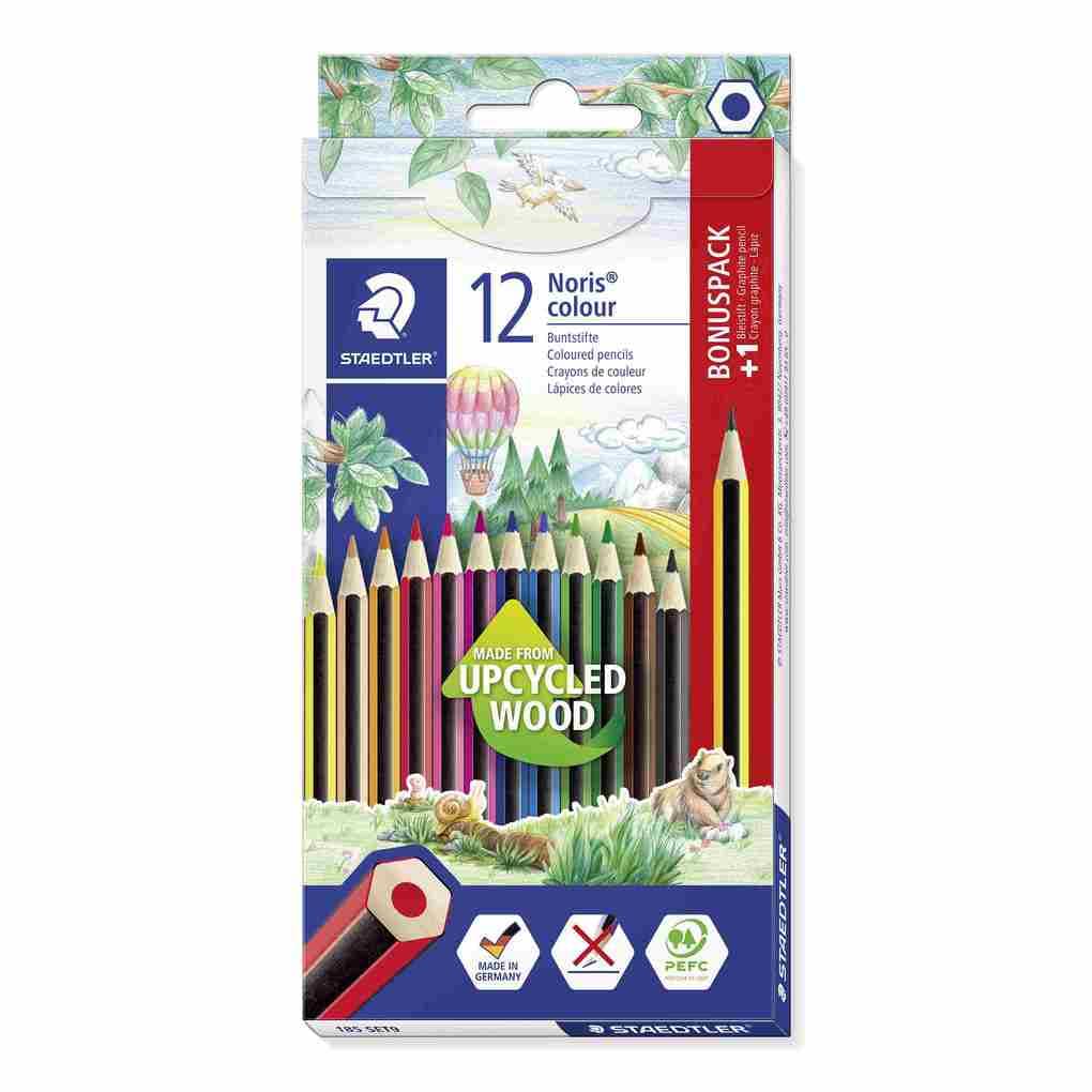 STAEDTLER Noris colour 185 Buntstift, 12er Set + Bleistift, 185 SET9