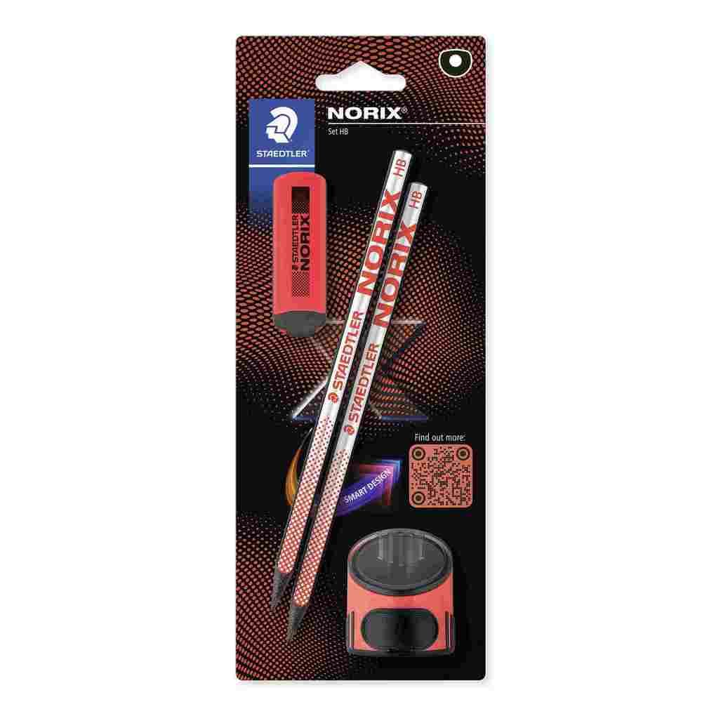 STAEDTLER NORIX® 181, koralle + 2 Bleistiften HB, 1 Radierer und 1 Einzelspitzdose, 181 SBK2-2