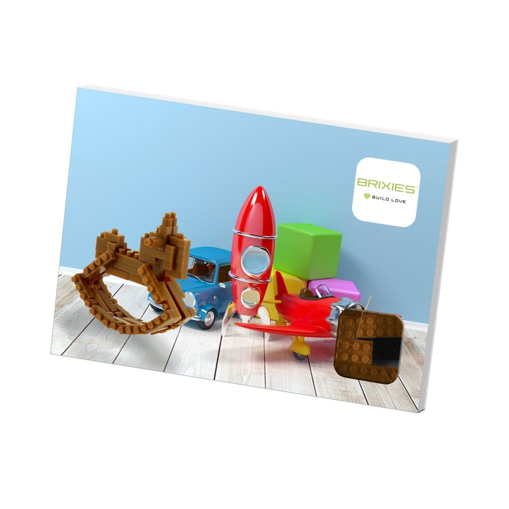 BRIXIES 220054 - Postkarte Schaukelpferd, 3D Konstruktionsbausatz aus Ministeinen, 70 Teile