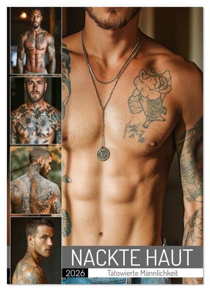 NACKTE HAUT - Tätowierte Männlichkeit (Wandkalender 2026 DIN A4 hoch), CALVENDO Monatskalender