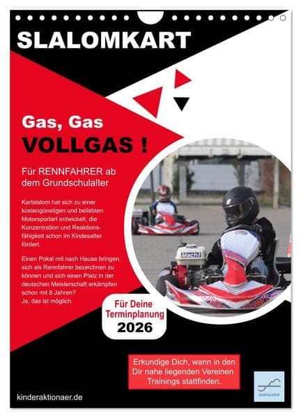 Slalomkart - Gas, Gas, Vollgas! 2026 (Wandkalender 2026 DIN A4 hoch), CALVENDO Monatskalender