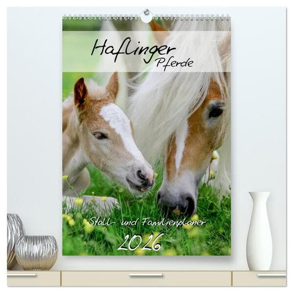 Haflinger Pferde - Stall- und Familienplaner 2026 (hochwertiger Premium Wandkalender 2026 DIN A2 hoch), Kunstdruck in Hochglanz
