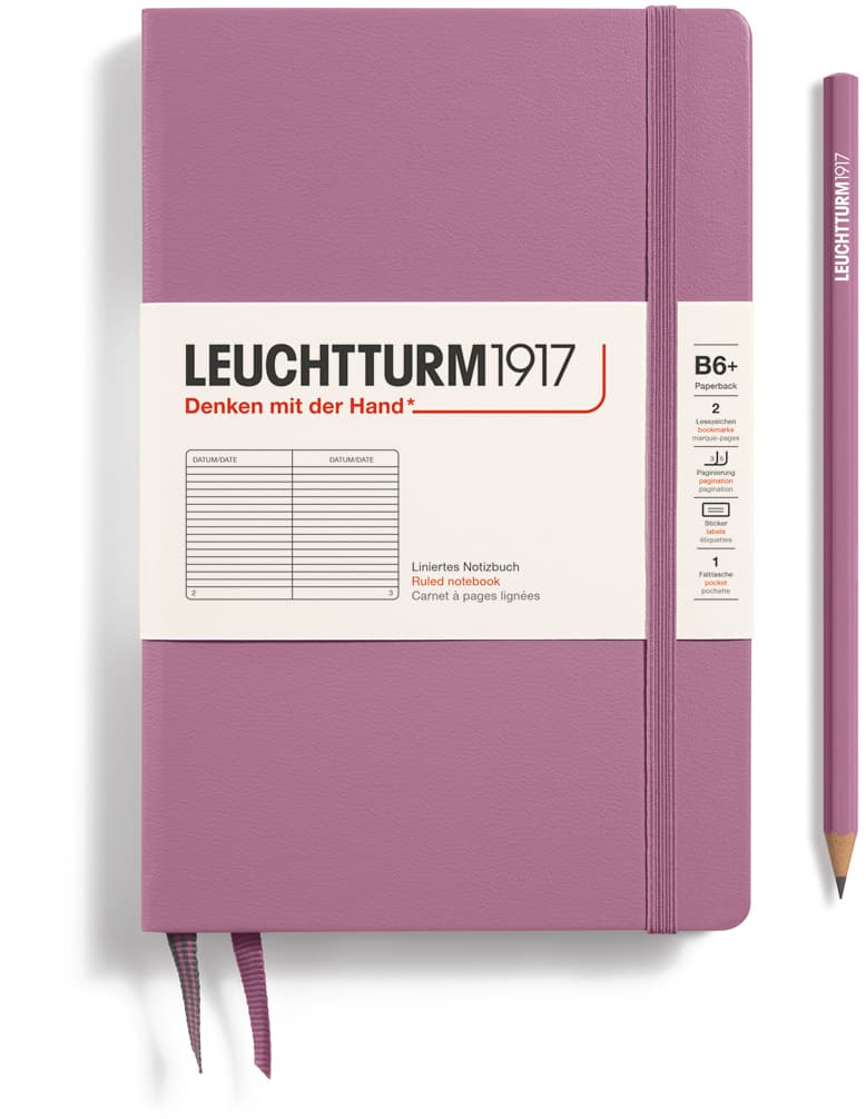 Notizbuch Paperback (B6+), Hardcover, 219 nummerierte Seiten, Dusty Rose, Liniert