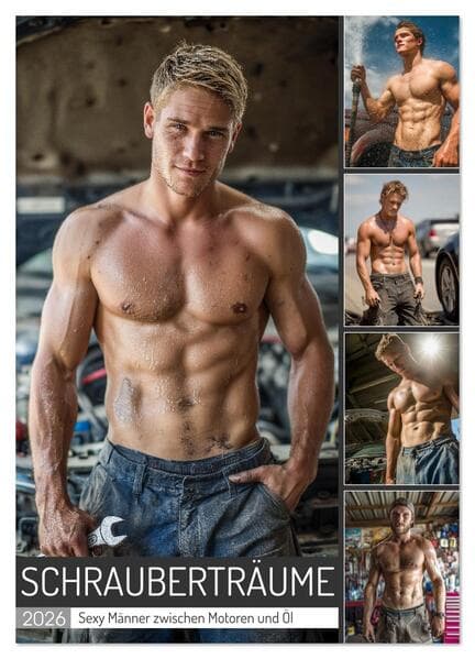 Schrauberträume - Sexy Männer zwischen Motoren und Öl (Wandkalender 2026 DIN A4 hoch), CALVENDO Monatskalender