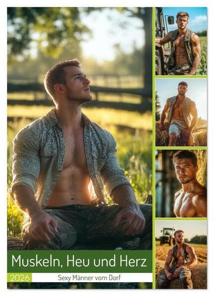 Muskeln, Heu und Herz - Sexy Männer vom Dorf (Wandkalender 2026 DIN A3 hoch), CALVENDO Monatskalender