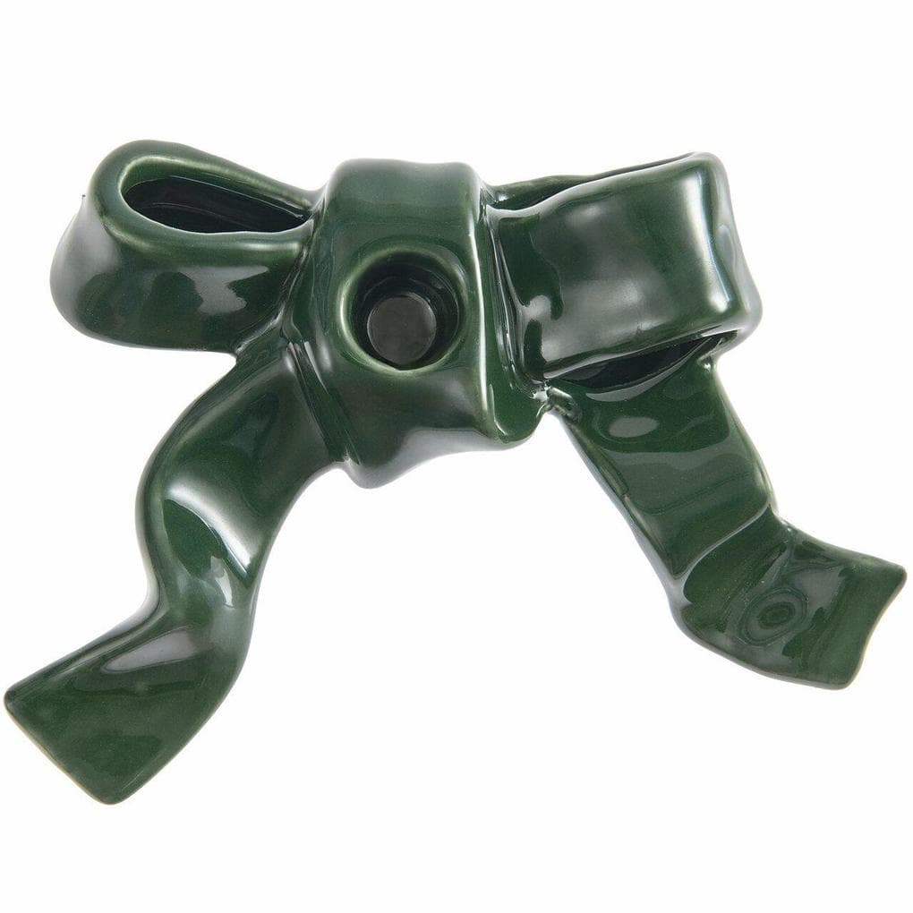 Keramik Kerzenhalter Schleife, Grün
