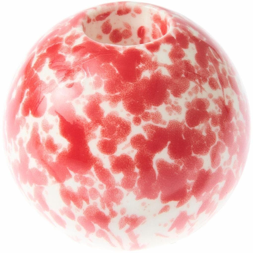 Porzellan Kerzenhalter Kugel, Rot-Weiß