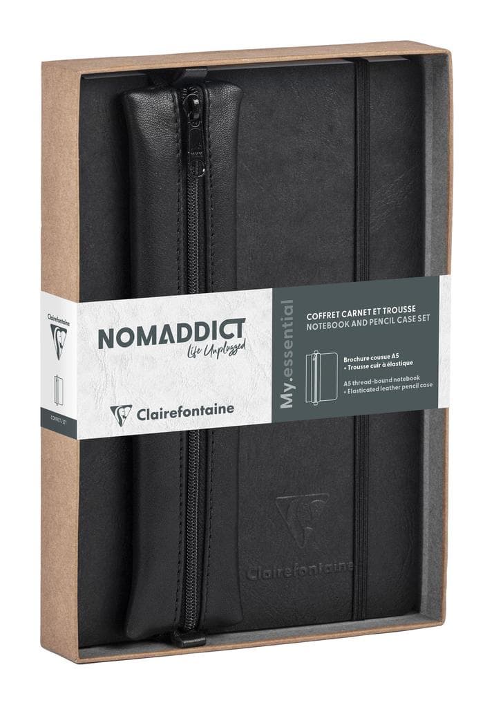 Age Bag, Set Nomaddict, Notizbuch A5 My.essential liniert + Federmäppchen, schwarz